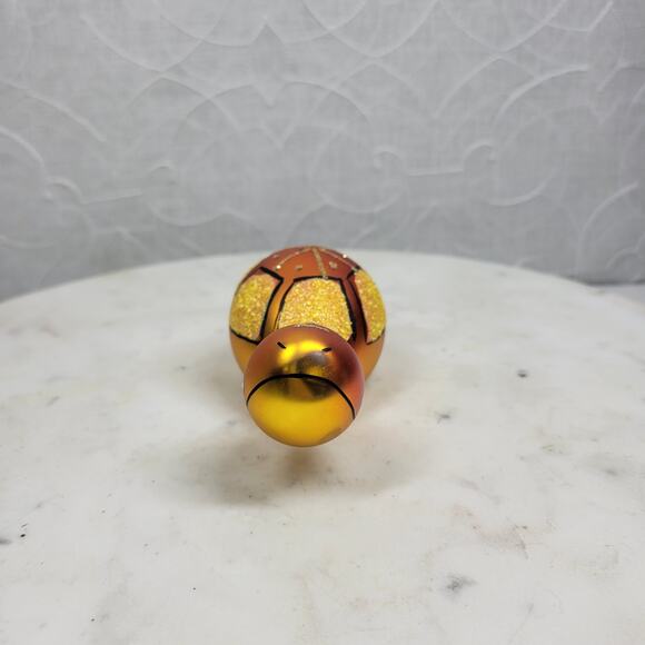 VTG De Carlini Turtle Reflector Ornament Orange Handpainted Glittered Indent - Picture 4 of 16